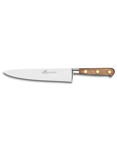 Conjunto de 3 facas Sabatier para escritório, legumes e cozinha com cabo em madeira de nogueira