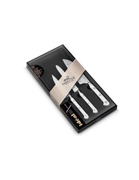 Set of 3 Sabatier Toque Blanche Office + Universal + Mini Santoku knives
