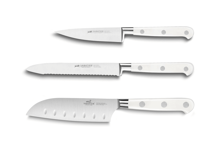 Sæt med 3 Sabatier Toque Blanche Office + Universal + Mini Santoku-knive