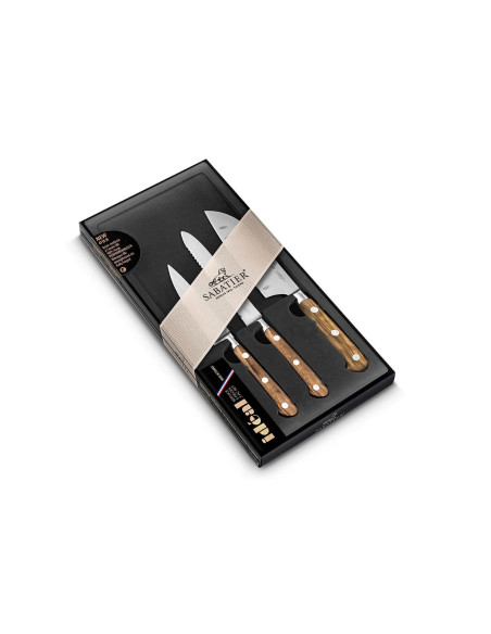 Juego de 3 cuchillos Sabatier Provençao Office + Universal + Mini Santoku
