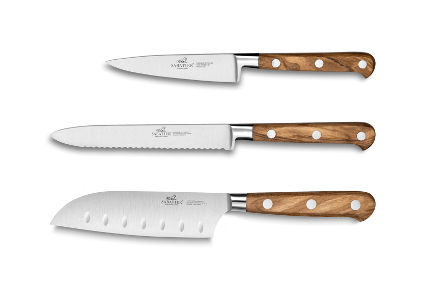 Juego de 3 cuchillos Sabatier Provençao Office + Universal + Mini Santoku