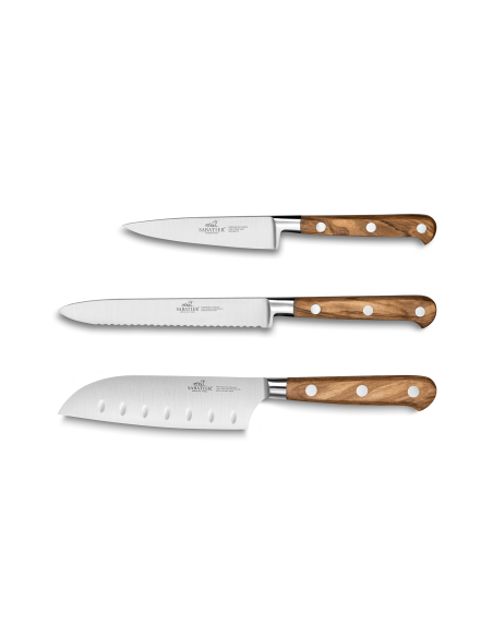 Juego de 3 cuchillos Sabatier Provençao Office + Universal + Mini Santoku