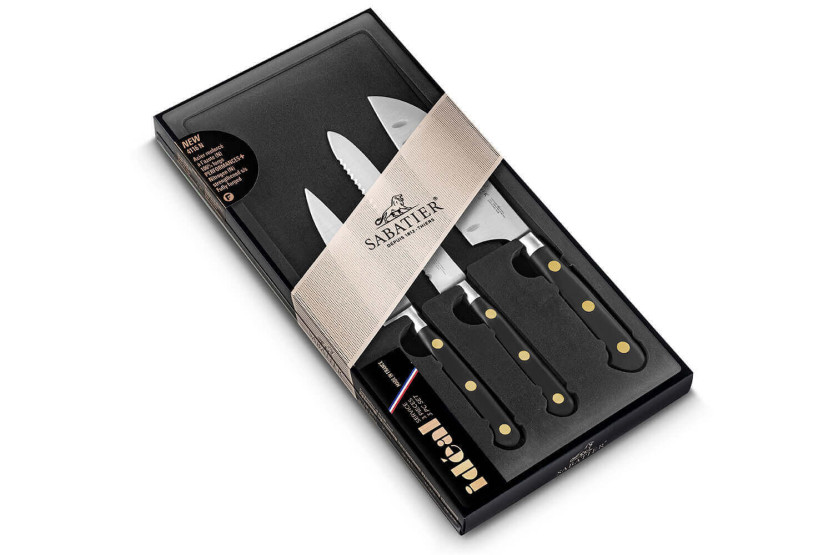 Sett med 3 Sabatier Office-kniver, Grønnsakskniver, mini Santoku-blad i rustfritt stål