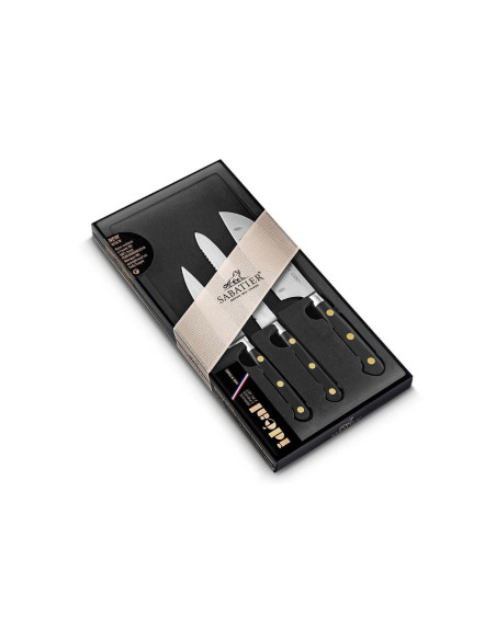 Estuche 3 cuchillos Sabatier Office, Verdura, mini Santoku hojas de acero inoxidable
