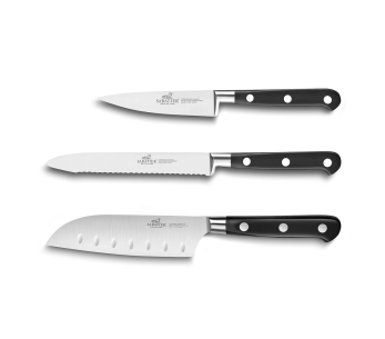 Set om 3 Sabatier Ideal i rostfritt stål Kontor + Universal + Mini Santoku-knivar 2