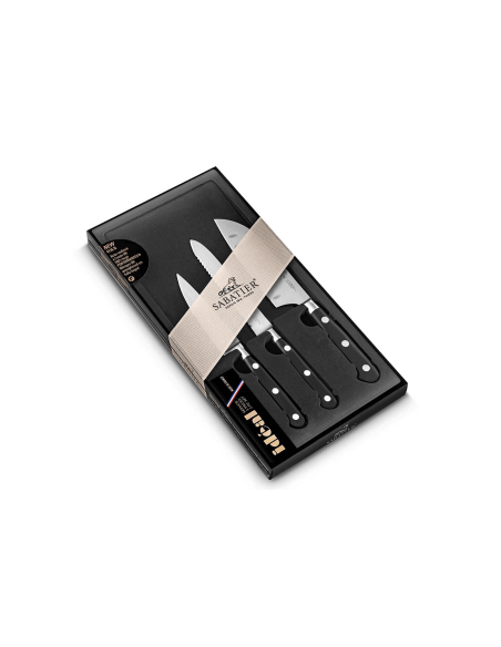 Conjunto de 3 facas Sabatier Ideal em aço inoxidável Office + Universal + Mini Santoku
