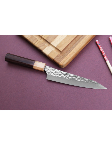 Yu Kurosaki senko 15 cm in acciaio SG2, coltello universale giapponese martellato artigianalmente