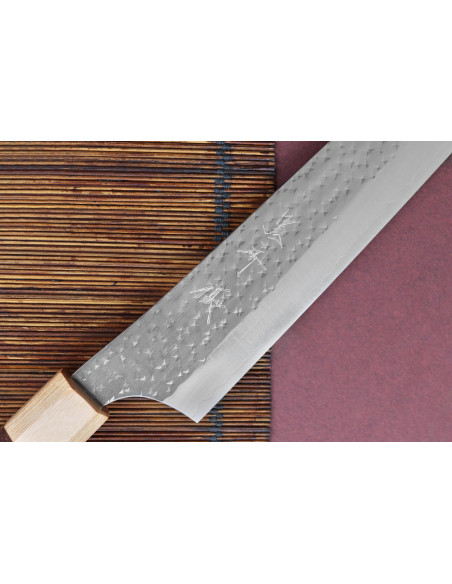 Estojo sujihiki cereja japonês artesanal martelé Yu Kurosaki senko 27cm acier SG2