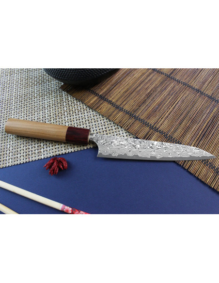 Yoshimi Kato 15cm VG10 Nikkel Damascus kersenboom handgemaakt Japans Universeel mes