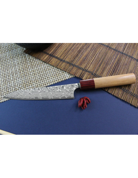 Yoshimi Kato 15 cm VG10  nikkeldamaskus kirsebærtre håndlaget japansk universalkniv