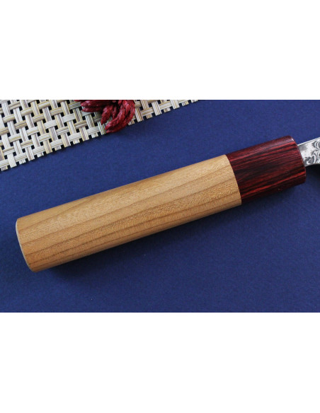 Faca universal japonesa Yoshimi Kato 15cm VG10 Damasco cerejeira níquel feita à mão