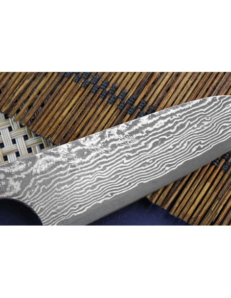 Faca de aparar japonesa artesanal Yoshimi Kato 8,5cm VG10  Damasco em madeira de cerejeira