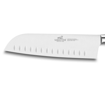 SABATIER Provençao santoku-kniv 100% smidd med granton-egg 18cm olivträhandtag 2