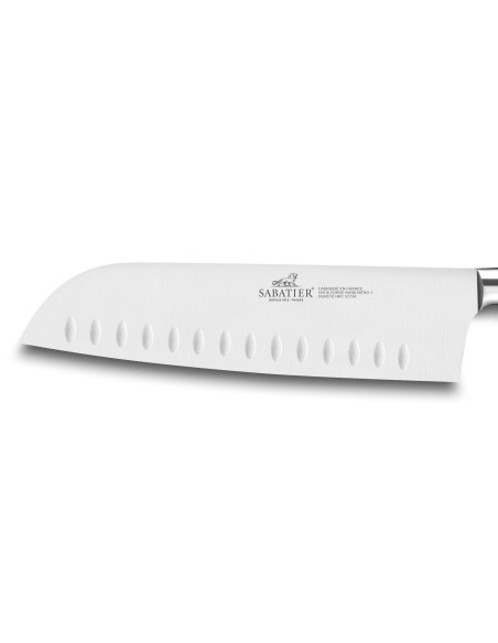 SABATIER Provençao coltello santoku 100% forgiato con fossette manico con fossette legno d'ulivo con fossette 18 cm