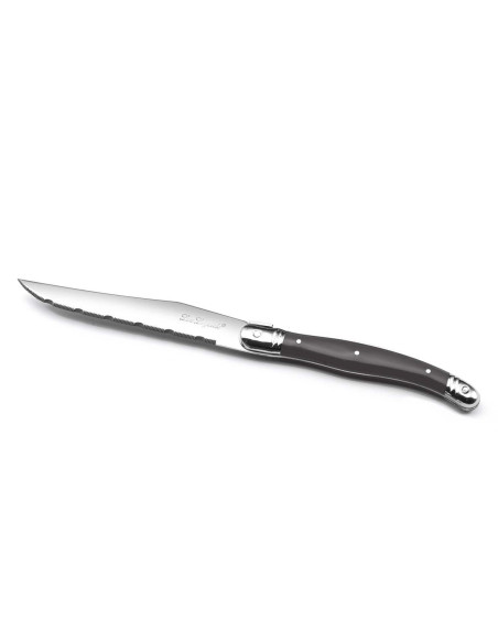 Cuchillo chuletero Lou Laguiole Tradition gris hoja acero inoxidable 11cm