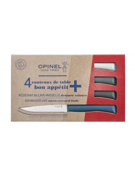 Set of 4 Opinel Bon Appétit+ Tempête 11cm stainless steel knives