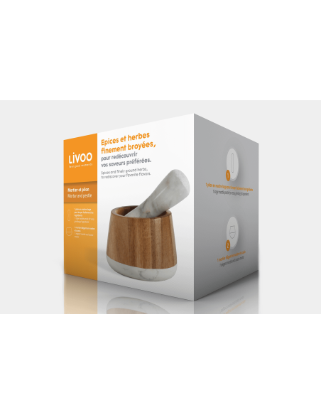 Livoo marble and acacia mortar and pestle