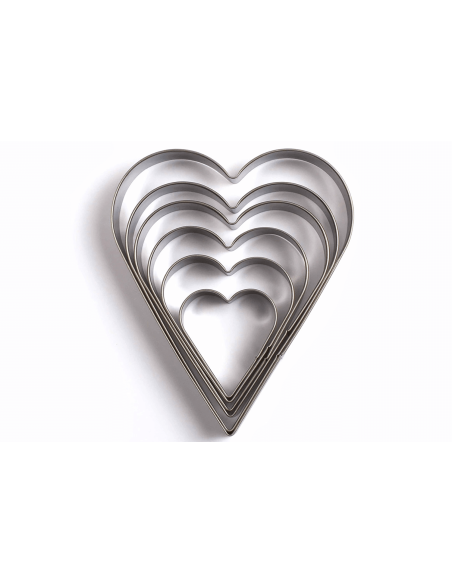 Set de 6 cortapastas Livoo de acero inoxidable con forma de corazón