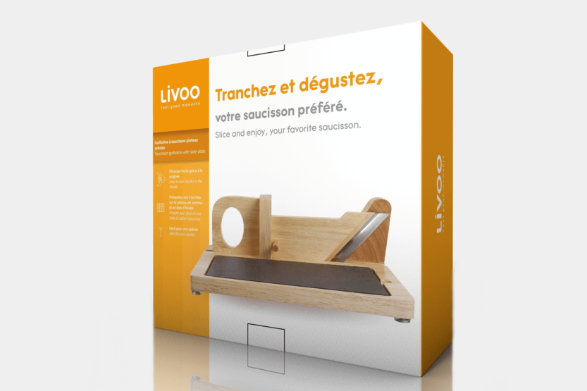 Livoo houten worstguillotine met leistenen bakje