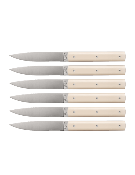 Conjunto de 6 facas de jantar em marfim Perceval 9.47