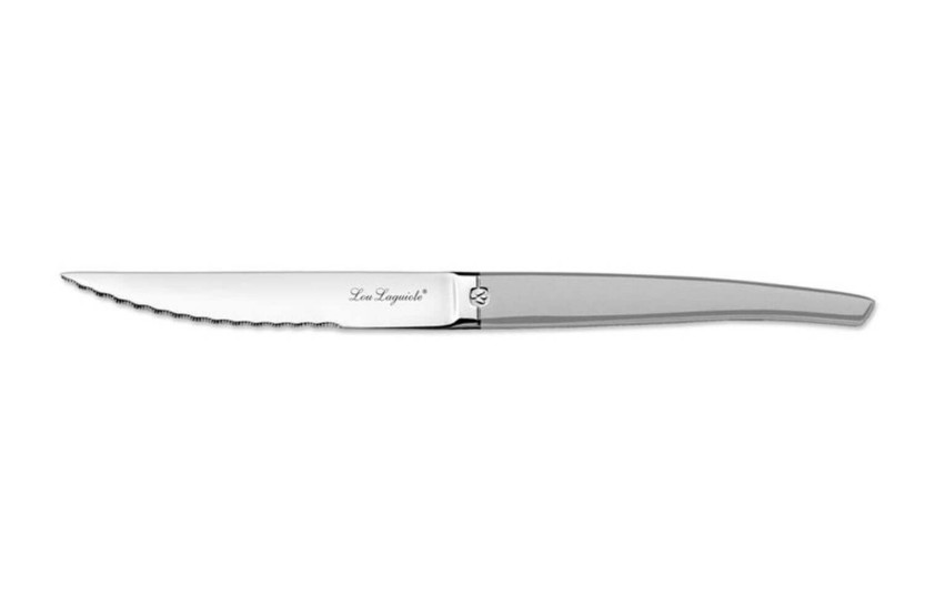 Lou Laguiole Jet sablé grey serrated steak knife