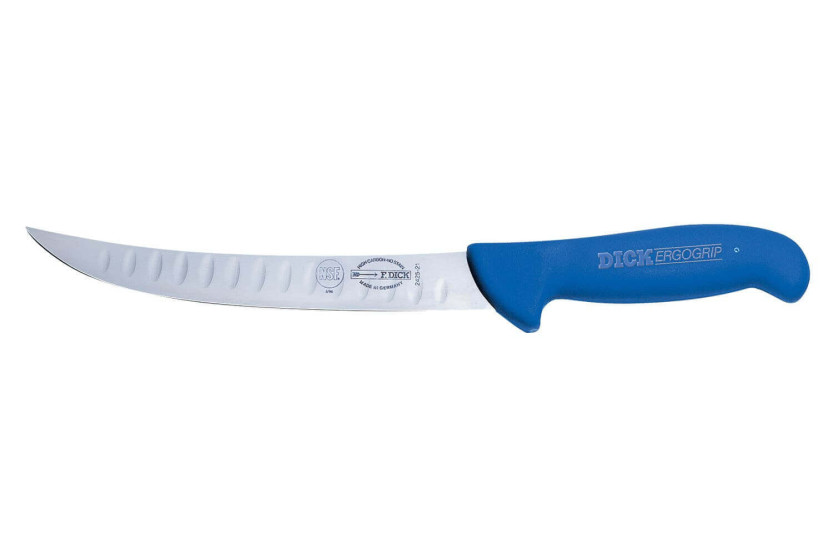 Dick Ergogrip carving knife with 21 cm with granton edgeblade, blue handle