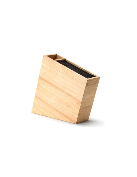 Continenta schuin leeg messenblok in rubberwood + opbergvak voor keukengerei