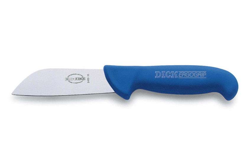 Dick Ergogrip fiskekniv 10 cm kort og bredt blad blåt håndtag