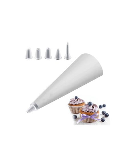 Plastikdejsposesæt 28 cm + 5 dejposer med adapter