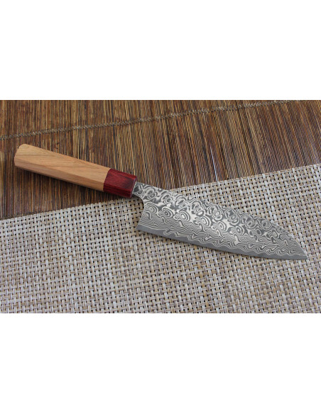 faca santoku japonesa faca santoku Yoshimi Kato 17cm SG2 Damasco em madeira de cerejeira feita à mão
