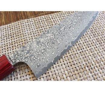Handgemaakt Japans santoku mes Yoshimi Kato 17cm VG10 Nikkel Damascus kersenhout 2