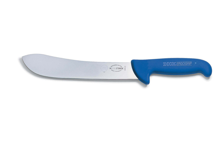 Dick Ergogrip slaktarkniv, blad med bred spets, blått handtag