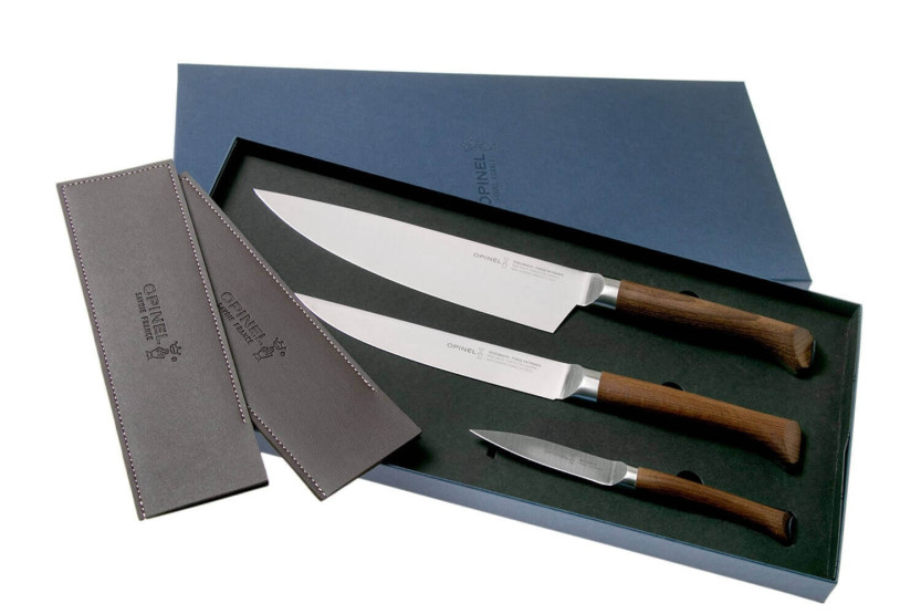 Set om 3 Opinel Les Forgés 1890 kontors- + tälj- + kockknivar 20