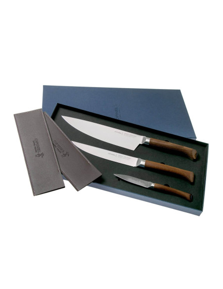 Set om 3 Opinel Les Forgés 1890 kontors- + tälj- + kockknivar 20