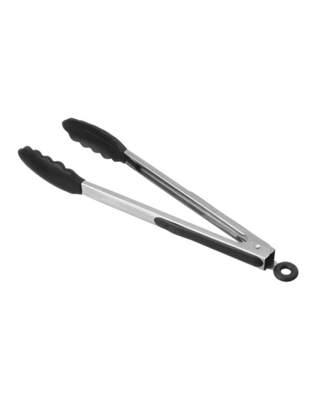 Ergonomic serving tongs 24cm black silicone tip