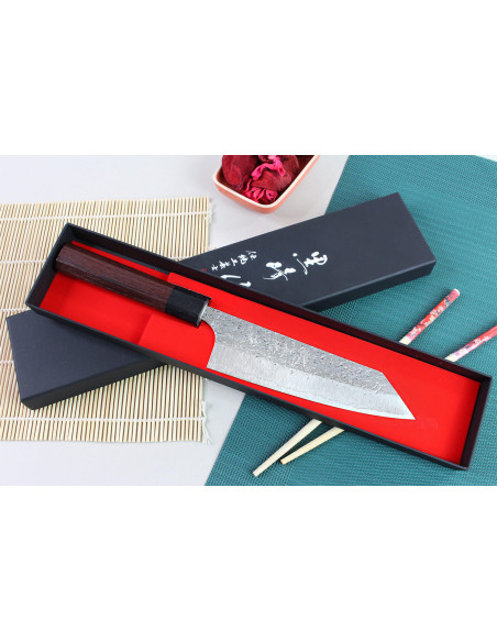 Yu Kurosaki Shizuku 17 cm in acciaio SG2, coltello bunka giapponese martellato a mano