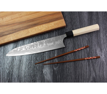 Faca de chef tradicional japonesa Masakage Shimo 24cm Shirogami 2