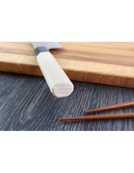 Masakage Shimo 17cm Shirogami handgjord japansk santokukniv