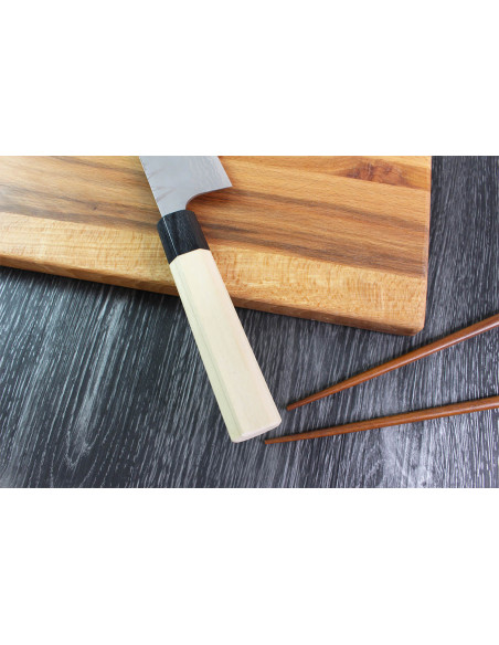 Masakage Shimo 17cm Shirogami handgjord japansk santokukniv