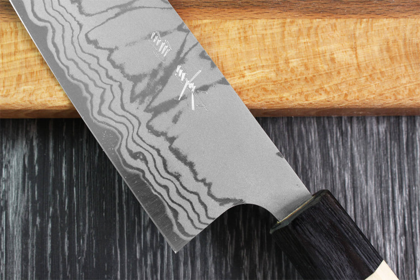 Masakage Shimo 17cm Shirogami handgemaakt Japans santoku mes