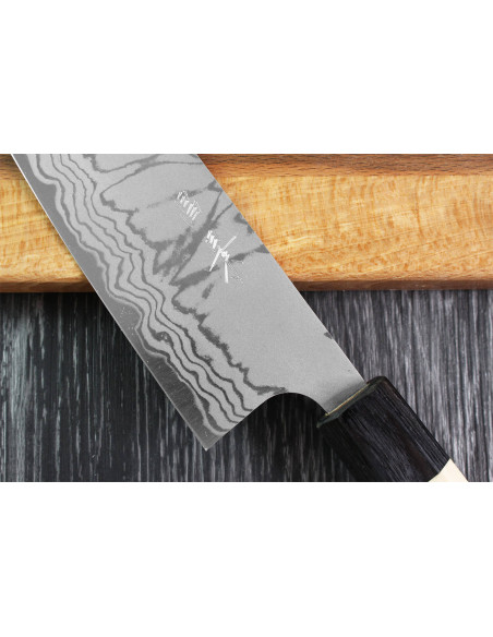 Masakage Shimo 17cm Shirogami handgjord japansk santokukniv