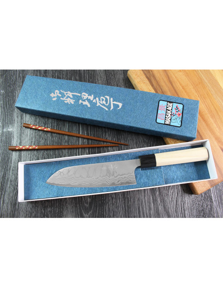 Masakage Shimo 17cm Shirogami handgemaakt Japans santoku mes