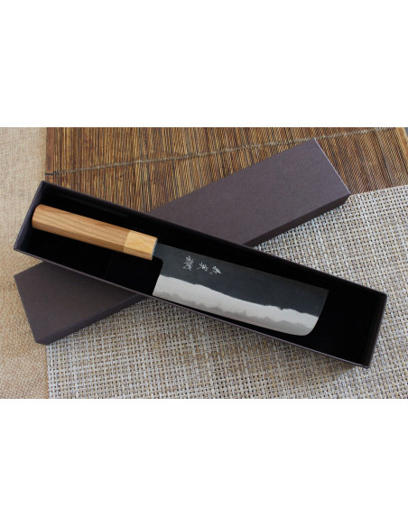 cuchillo nakiri japonais artisanal Yoshimi Kato AS Brut 16,5cm