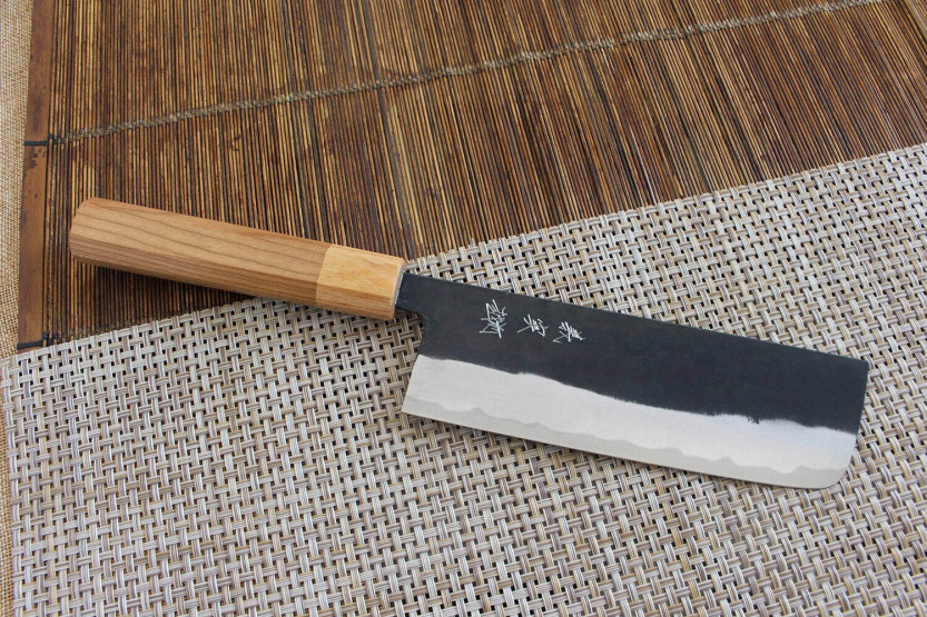 cuchillo nakiri japonais artisanal Yoshimi Kato AS Brut 16,5cm