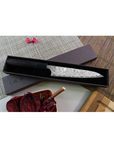 Yoshimi Kato 15cm VG10 Damaskus nickel handgjord japansk universalkniv