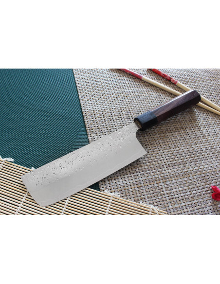 Hammered Japanese nakiri knife Yu Kurosaki Shizuku 16.5cm steel SG2