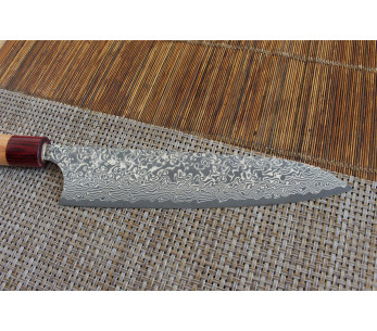 Coltello da chef giapponese fatto a mano Yoshimi Kato 21 cm VG10 Nichel Damasco in legno di ciliegio 2