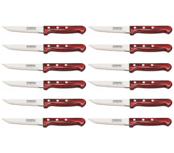 Juego de 12 cuchillos Tramontina Gaucho, hoja de 13 cm, mango rojo