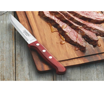 Set van 12 Tramontina Gaucho steakmessen, lemmet 13 cm, rood handvat 2