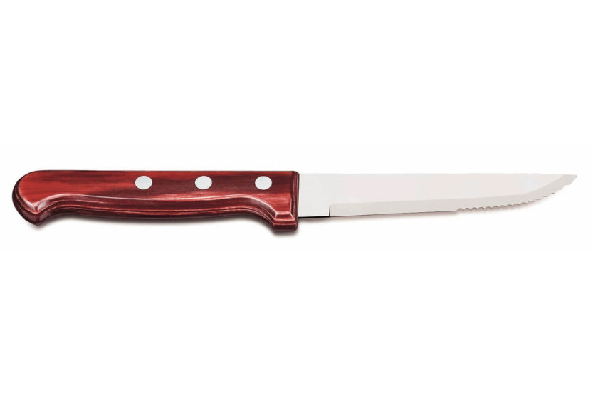 Set of 12 Tramontina Gaucho steak knives, 13cm blade, red handle